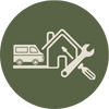 van with house and tools icon